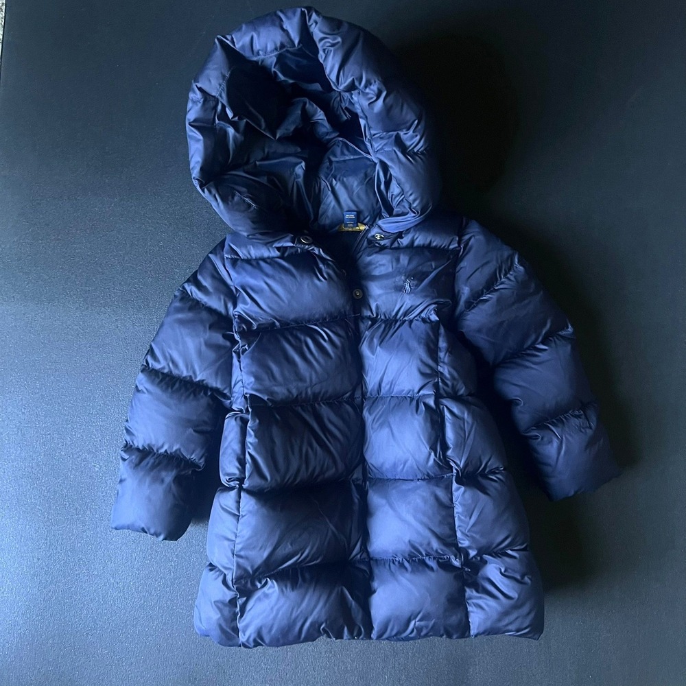 Polo Ralph Lauren Kids Navy Blue Down Filled Hooded Puffer Coat Jacket 3T